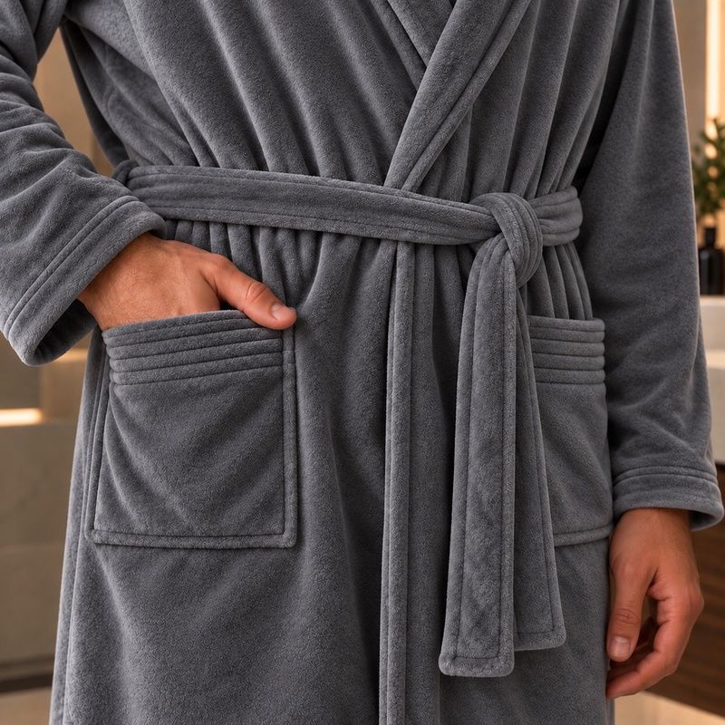 Men's microfiber robe - gray, XXL