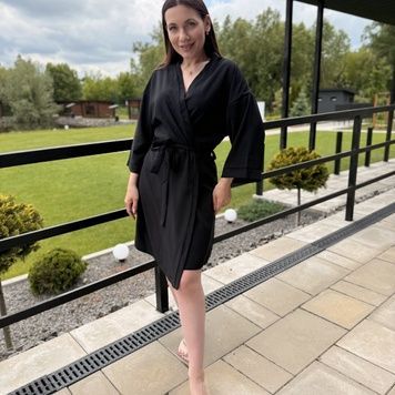 Women's soft robe "classic" - black, S