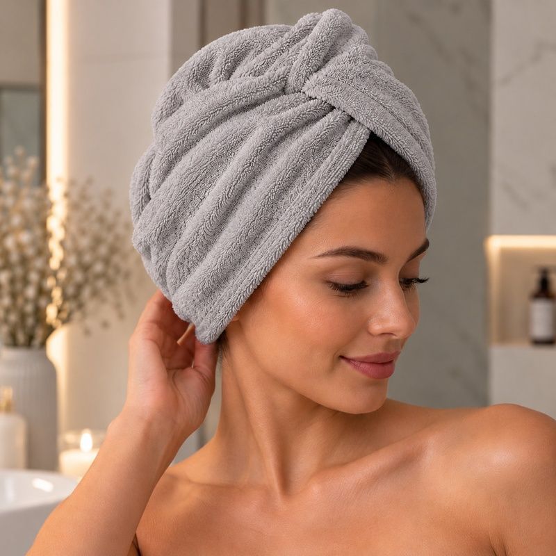 Bath set smooth microfiber - light gray