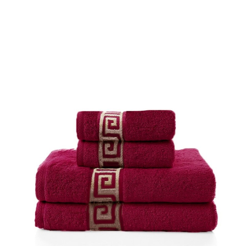 Towel set versace - temno-chervoni, 1 bath + 1 face