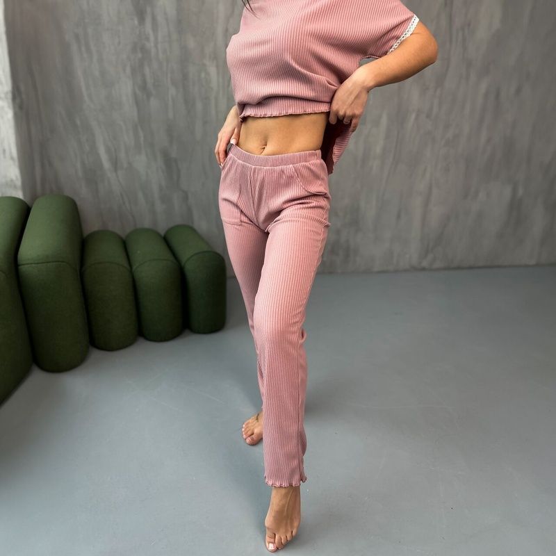 Knitted pajamas "mustang" - powder, XS