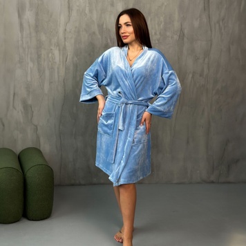 Velor women's dressing gown "morandi" - blue, S