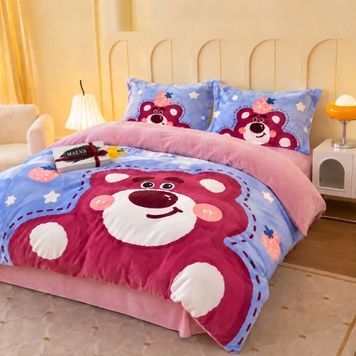 Children's velour bedding set - a funny little bear, Twin 50*70