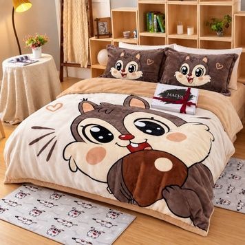 Children's velour bedding set - the cheerful chipmunk, Twin 50*70